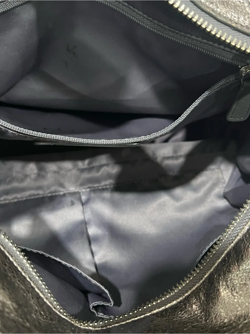 Coach Handbag H1169F17722 Metallic Silver Leather Shoulder Bag Purse